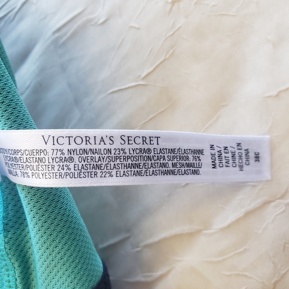 VSX Sport Victoria’s Secret Sports Teal and Black Bra Mesh Pattern Sz 38C. - Picture 12 of 16